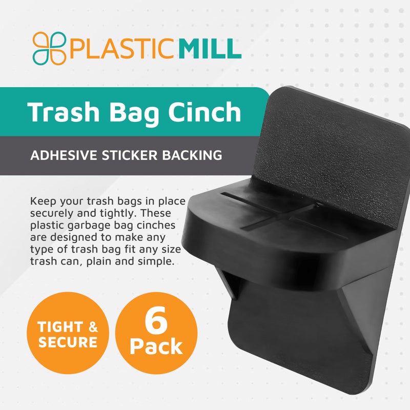 PlasticMill Trash Bags Cinch Black, 6 Pack, To Hold Garbage Bags In Place.May not be compatible with some Garbage Can drawers or compacters. - Image 2